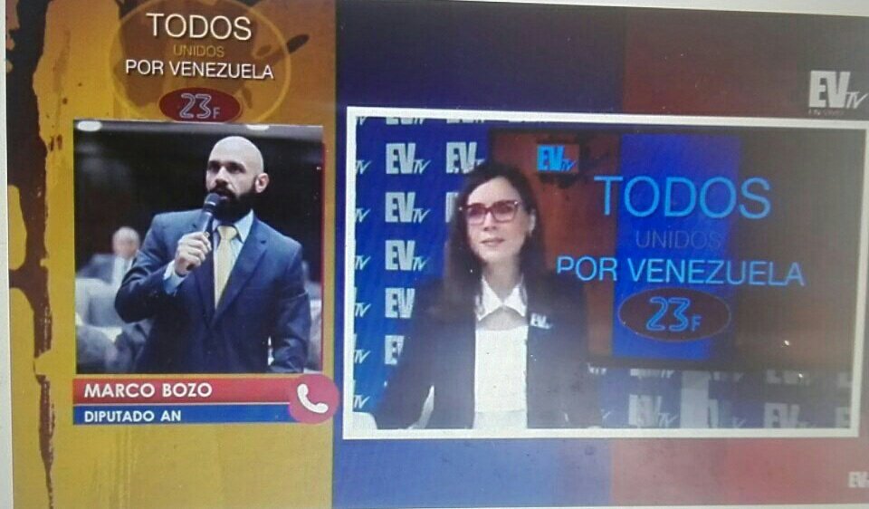 EVTVMiami's tweet photo. EN VIVO contacto telefónico con el Diputado Marco Bozo quien está en Puerto Cabello a la espera dell ingreso de la ayuda humanitaria a #Venezuela este #23Feb "Hemos tenido algunas conversaciones con funcionarios militares y en la tarde podrían dar sorpresas" #EVTVConVenezuela https://t.co/A53FhAzlCc