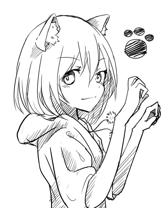 #猫の日 
はい!(ラフがかわいい 