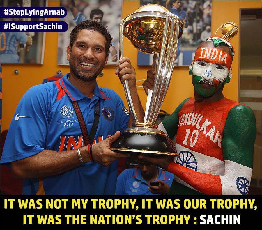 SRT_for_ever's tweet photo. It Was Not My Trophy, It Was Our Trophy, It Was The Nationโs Trophy : Sachin Tendulkar
#StopLyingArnab #ISupportSachin
@sachin_rt || @100MasterBlastr https://t.co/l0n7iHIOjx