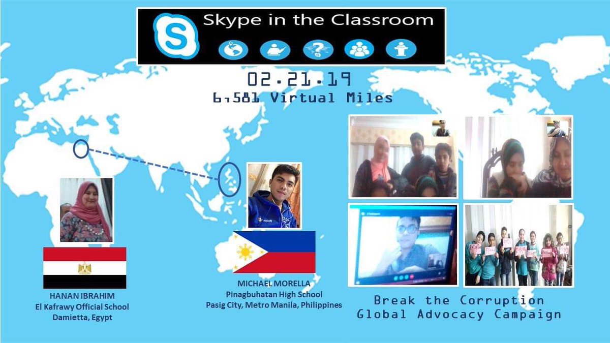 SirMyk23's tweet photo. @SkypeClassroom Collaboration with Hanan Ibrahim from Damietta, Egypt 🇪🇬 on Break the Corruption Global Advocacy Project. 🇵🇭@MicrosoftEDU  @OmbudsmanPh #AntiCorruption #BreakTheCorruptionChain https://t.co/aSdGWuEw9n