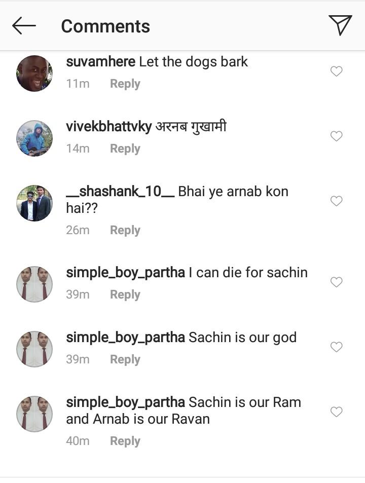 SapphireClips's tweet photo. When we posted on Instagram, This was Indians befitting reply to u.
Arnab , Yeh Desh ka awaz hai. Don't spread hate & Mislead ppl.
#StopLyingArnab #ISupportSachin https://t.co/DNYNTNgFvw