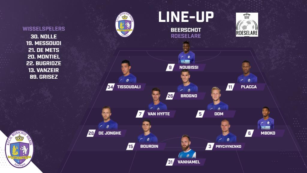 kbeerschotva's tweet image. Deze ploeg gaat het doen tegen Roeselare. Maes, Hoffer en Van den Bergh zijn geschorst. De Mets was ziek en start op de bank. Placca, Mboko, Bourdin en Brogno verschijnen aan de aftrap. #beeroe #2togo #weare13