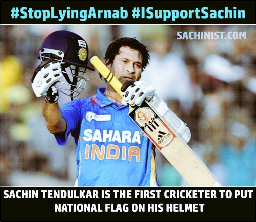 SapphireClips's tweet photo. @sachin_rt is the first cricketer to put National Flag on his helmet.
#StopLyingArnab #ISupportSachin https://t.co/Z7MN6ApwQW