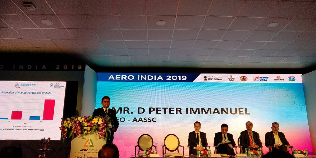 aeroavssc's tweet photo. Aero Skills Seminar during AeroIndia 2019 on Skilling for Creating a World-class Workforce. The key speakers included D Peter Immanuel CEO AASSC and @Gaurav__Kapoor Sr Head NSDC @NSDCINDIA @MSDESkillIndia https://t.co/ZbSuk8amWV