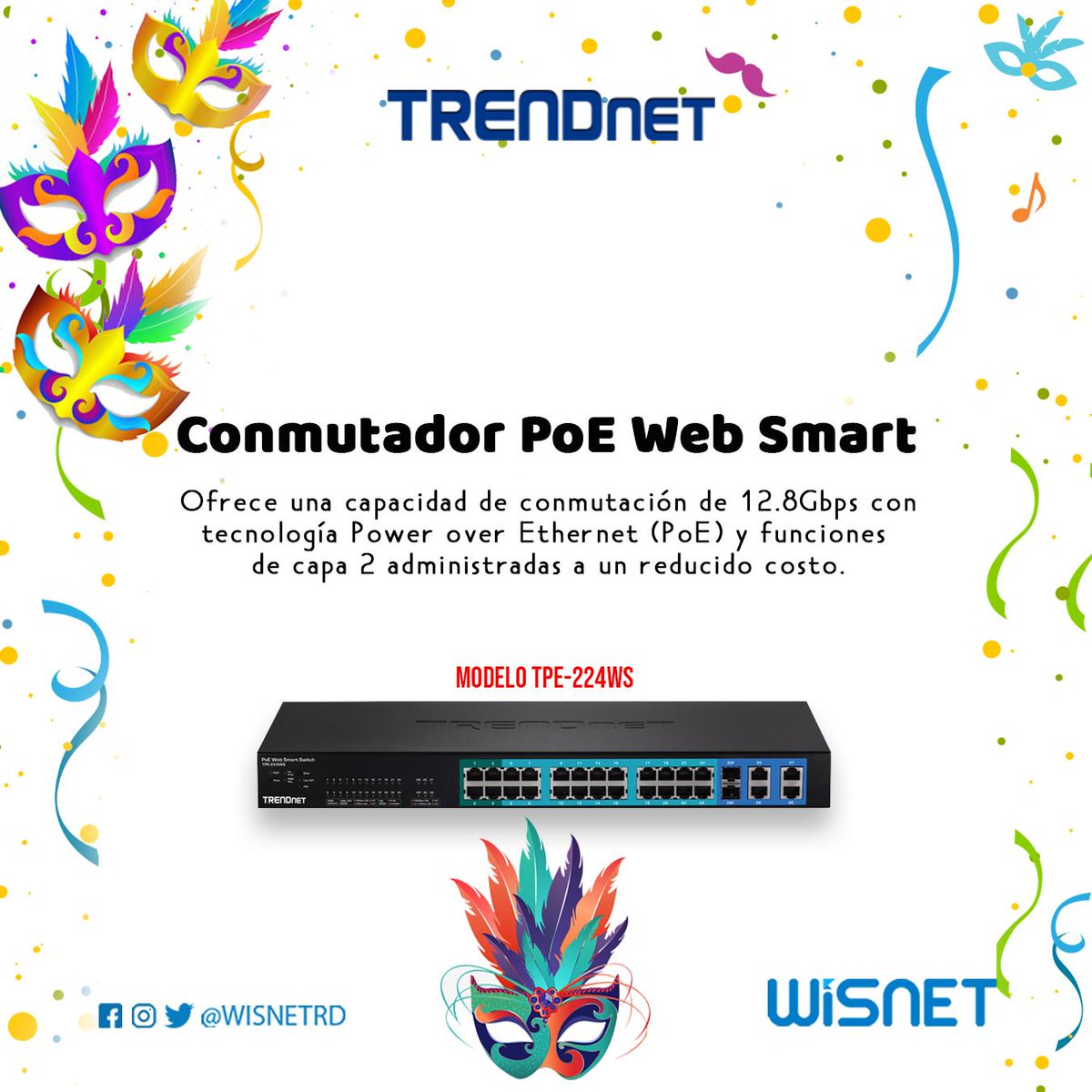 wisnetrd's tweet photo. Parte de sus características más importantes son: - 24-Puerto 10/100Mbps Web Smart PoE Switch con puertos de 4GB y 2 SFP Slots (170W), etc.
#wisnetrd #tecnologia #internet #calidad #ventasrd #comunicación #Redes #empresas #seguridad #alarmas #audioHD https://t.co/XpDhj7qNOa
