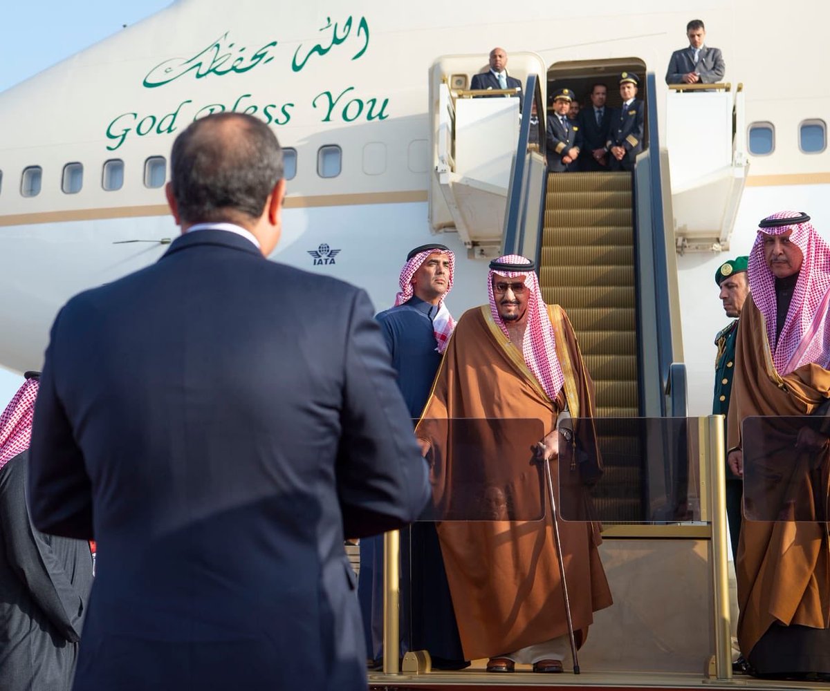 spagov's tweet photo. #صور | #خادم_الحرمين_الشريفين يصل إلى جمهورية #مصر العربية.
#الملك_سلمان_في_مصر 
#واس https://t.co/gOvD2qonVf