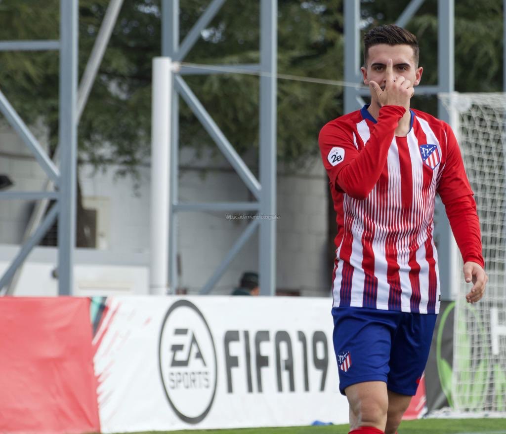 Joaquín celebra un gol con el filial (Foto: ATM).