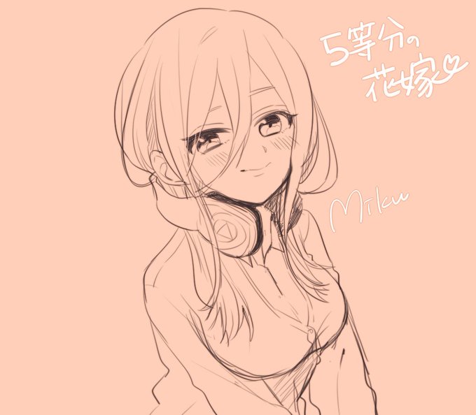 せ つ こ❄️さんがTwitterに投稿した中野三玖(五等分の花嫁)のイラスト。