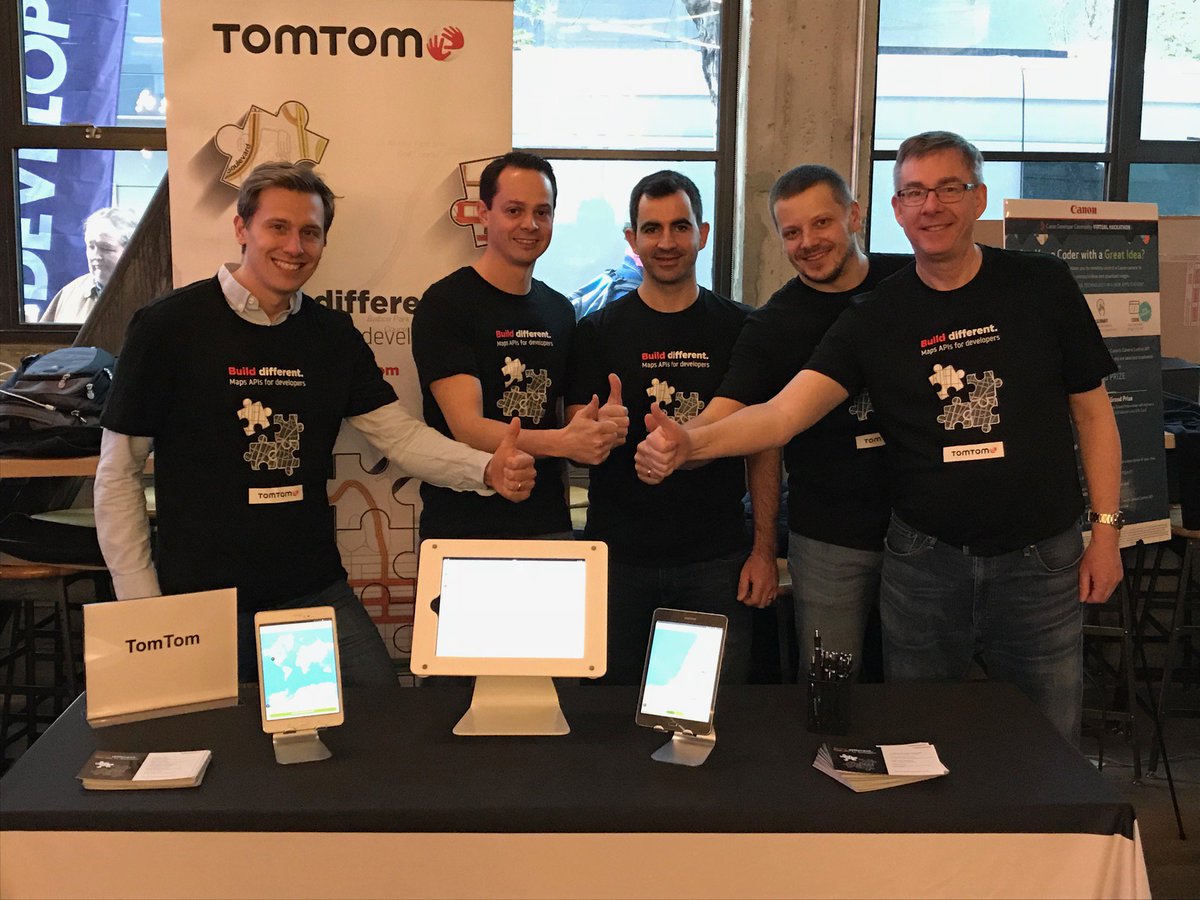 gdejans's tweet photo. Ready for a weekend of hacking at the @DeveloperWeek hackathon with great @TomTom prizes and challenges. #tomtommapsapis #DeveloperWeek2019  #hacking #teamwork https://t.co/WVd7mRDgoa