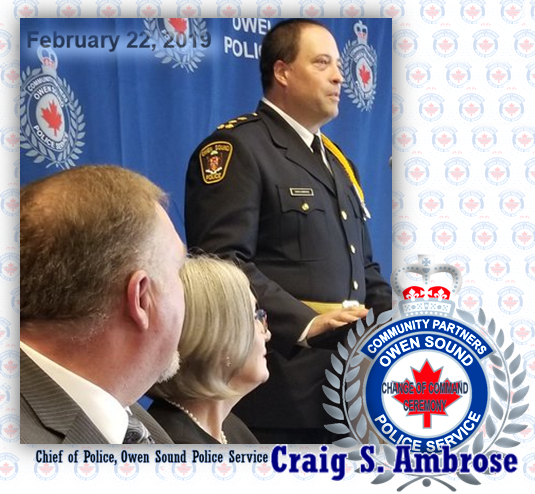 OwenSoundPolice's tweet image. Her Honour Madam Justice J.A Morneau administers the oath of office at the Owen Sound Police Service, Change of Command Ceremony on Friday February 22, 2019. 

@ChiefAmbroseOSP is officially the 16th Chief of Police in our 161 year history.