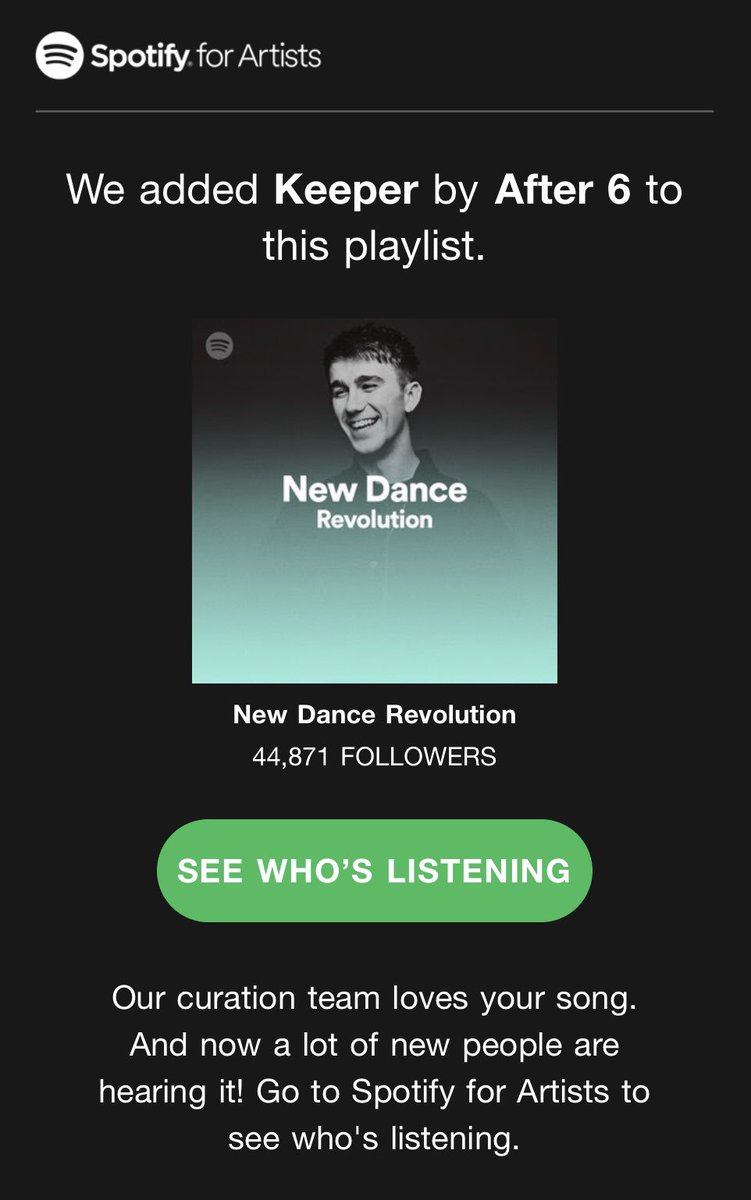 Huge thanks to <a href="/Spotify/">Spotify</a> for adding ‘Keeper’ by <a href="/after6official/">After6</a> to their New Dance Revolution playlist 🙌 open.spotify.com/track/2GoyxYer…