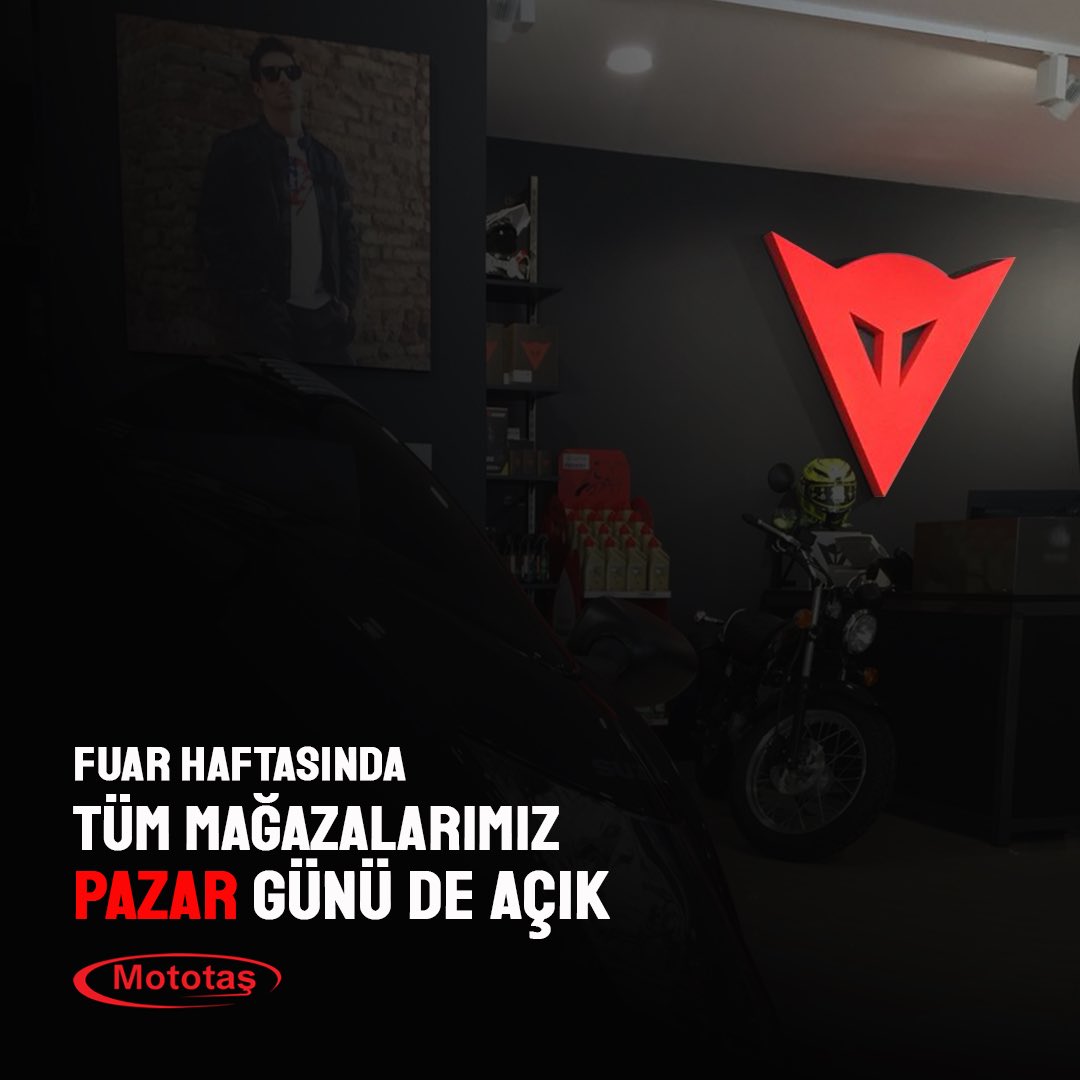 Fuar haftasında tüm mağazalarımız pazar günü de 10:00 - 19:00 saatleri arasında açık. Bekliyoruz🏍