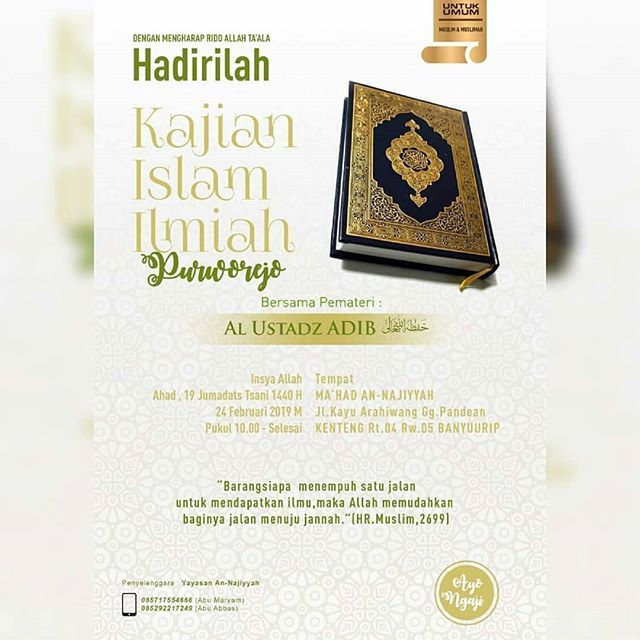 #KajianPurworejo #KII_PURWOREJO 
Reposted from @kajianislampurworejo - 📢💐‼️💥 ILMU LEBIH BERHARGA DARI DUNIA SEISINYA ✍🏻 Asy-Syaikh al-Utsaimin rahimahullah berkata:

الإنسان الذي يمن الله عليه بالعلم فقد من الله عليه بما هو أعظم من الأموال والبنين وا… ift.tt/2NmqFp6