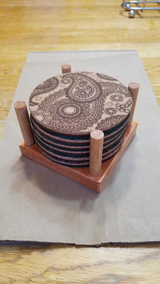 RCLPeoria's tweet photo. Laser engraved coaster set by RCL member Brain Winschel using the Glowforge laser #rclmakes #rclpeoria #makersgonnamake https://t.co/AN0QKWbVDI