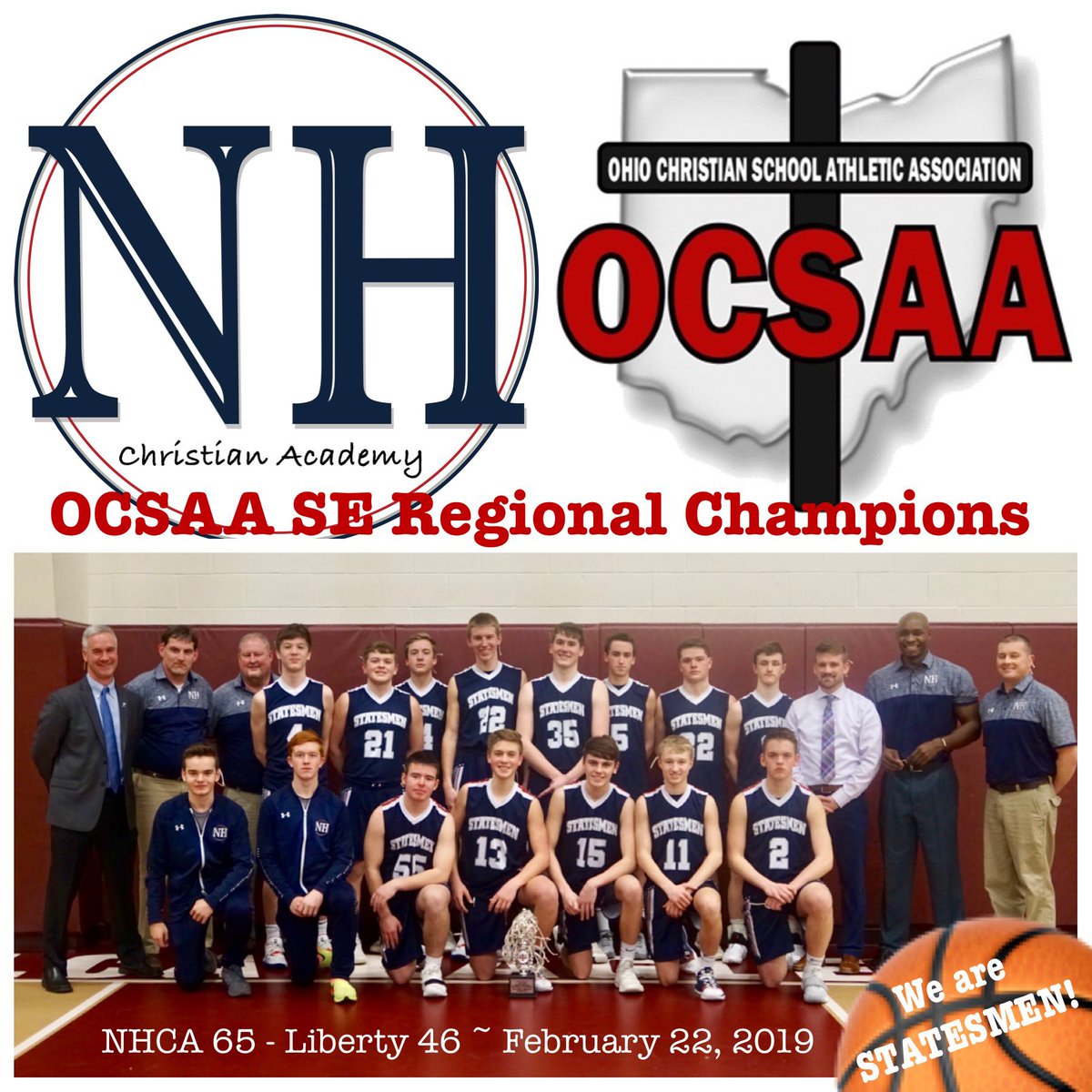 NHCA_Statesmen's tweet photo. Headed to the OCSAA FINAL FOUR! Great game, Statesmen! #NewHopeCA #WeAreStatesmen #OCSAA @NHCAhoops https://t.co/Kj3JRBCOtl