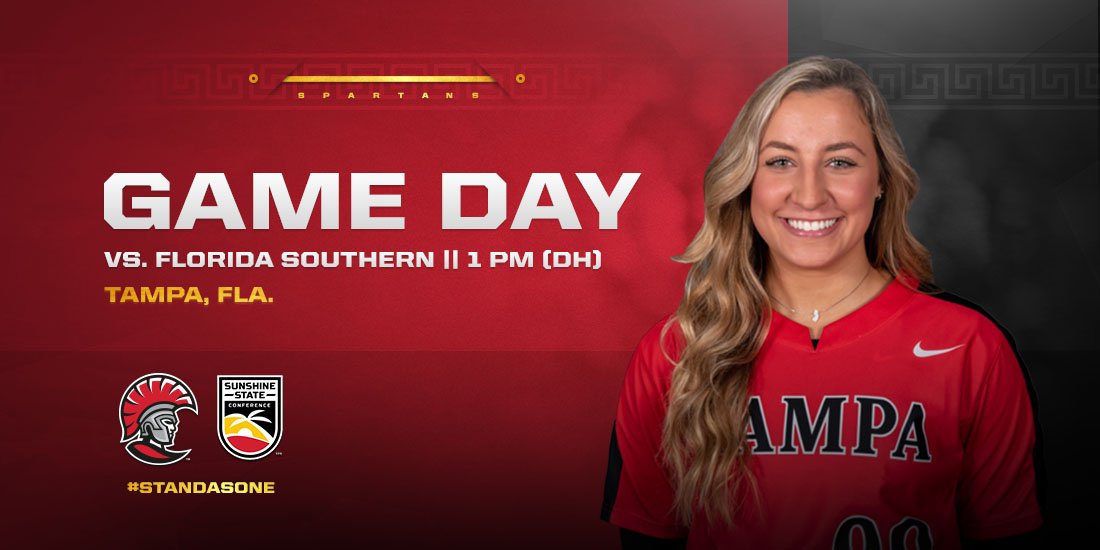 #GAMEDAY

🆚 Florida Southern
🗓 Saturday, Feb. 23
🕖 1:00 p.m. (DH)
📍 Tampa, Fla.  
📊 TampaStats.com
📹 TampaSpartans.tv

#TampaSB #StandAsOne