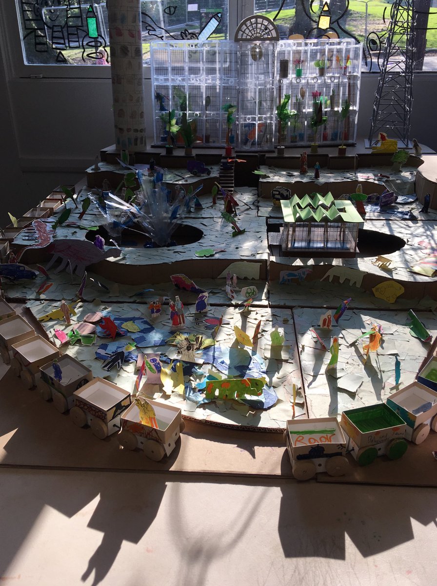 OurHutUK's tweet photo. Crystal Palace Park time travel model made with Year 2 @JamesDixonPTA looking great in the sun! Visit it in the Information Centre @CrystalPalacePK at weekends #sublimestructures #hlffunded https://t.co/HpbvtxXLng