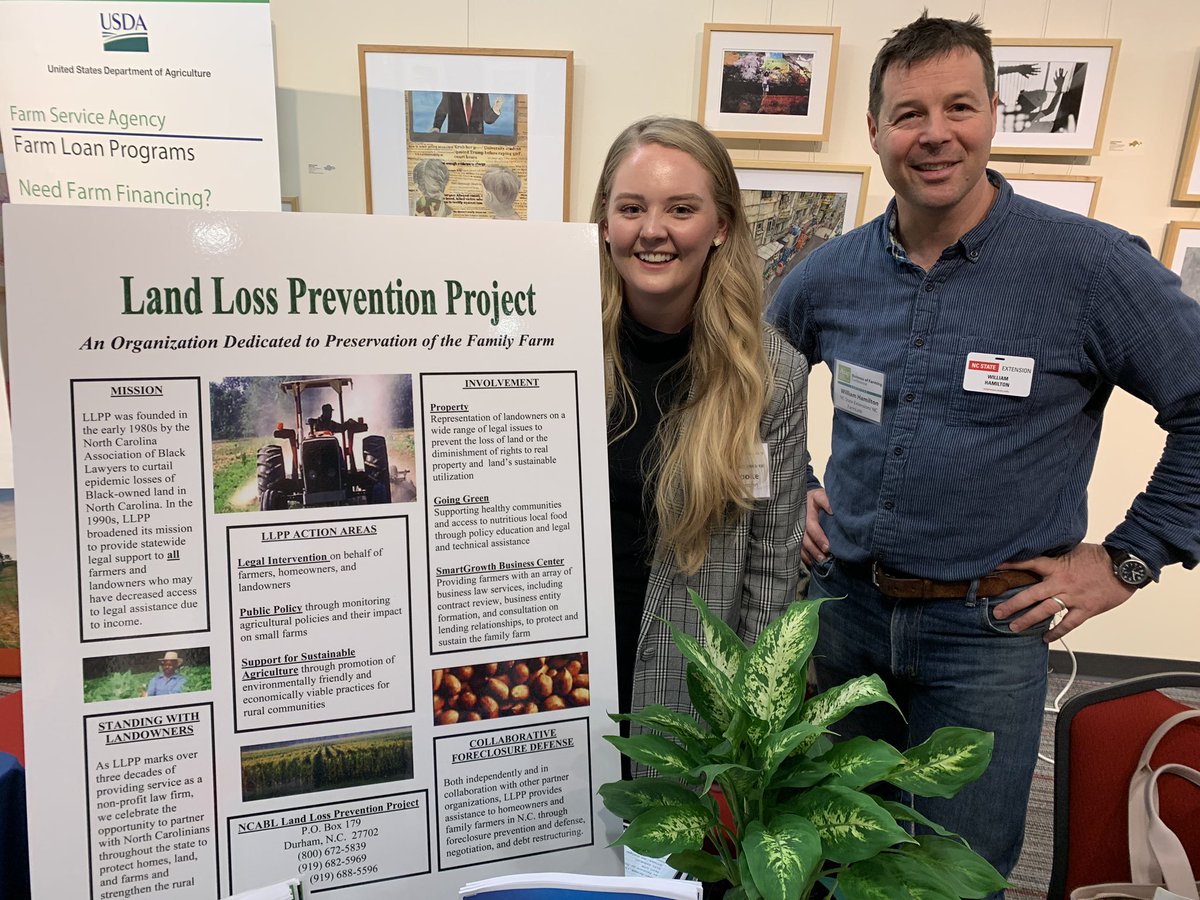 Made a new friend in Ashton Cooke who I am having the good fortune of tabling beside at the ASAP Business of Farming Conference.  We look forward to working with the LLPP. #ncfarmlink #landlossprevention #NCExtension #asap