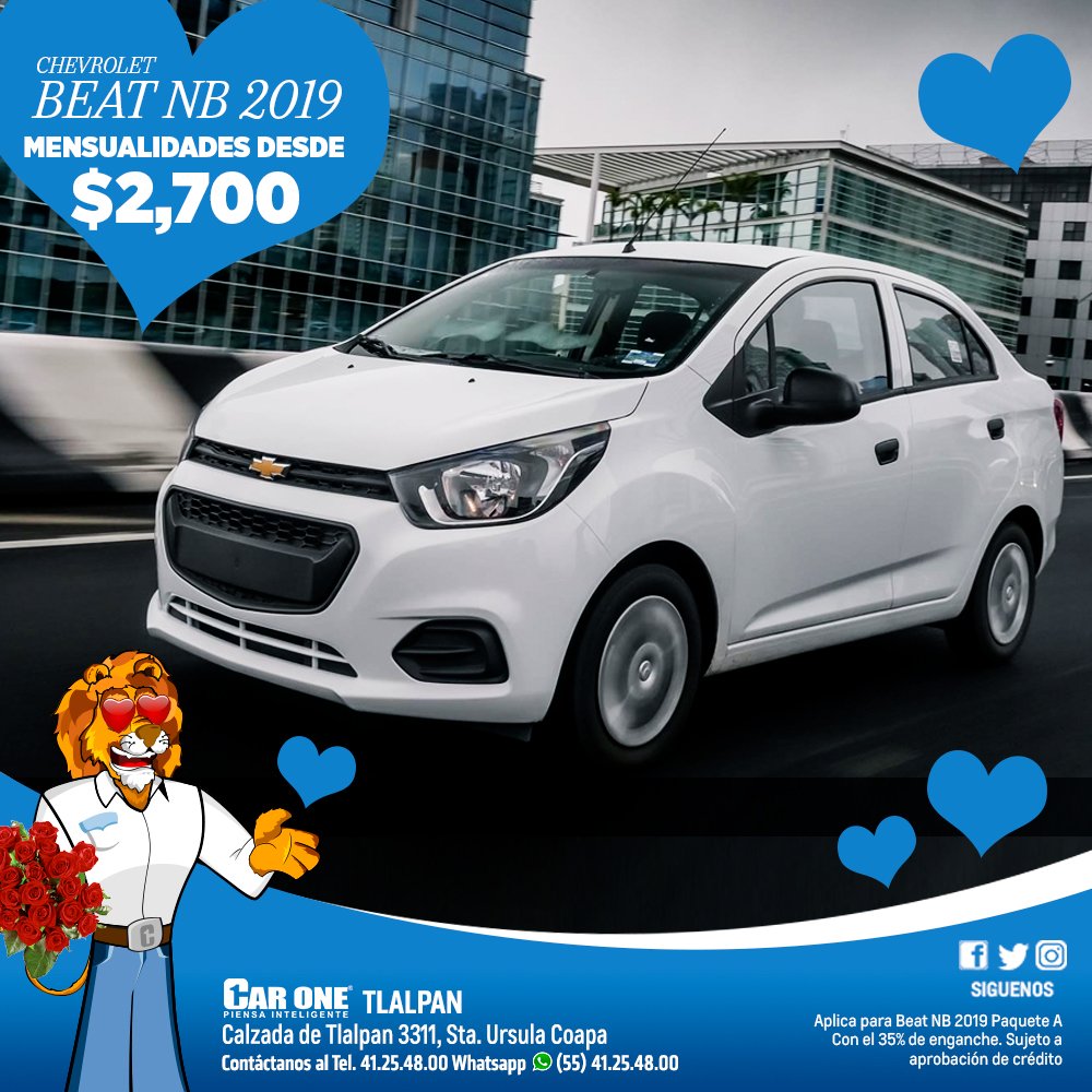 CarOneTlalpan's tweet photo. Últimos días para #estrenar un #Beat2019 🚗 con mensualidades desde: $2,700 😎 + año de seguro gratis + 0% de comisión por apertura. Agenda tu prueba de manejo. 📱 Whatsapp: 55 4125.4800 https://t.co/7BDQNHxCxN