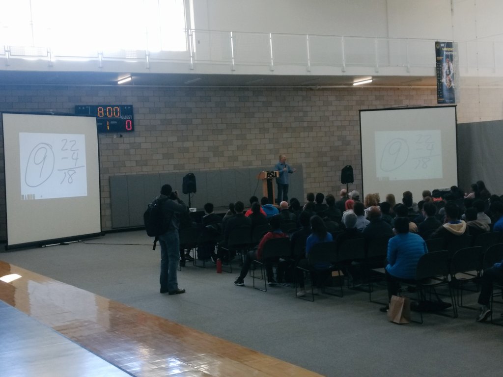 sciencebowl_AZ's tweet image. We&apos;re here at @ASUNewCollege being inspired by Scott Flansburg the @HumanCalculator! #azscitech #STEM @DOE_SC_NSB