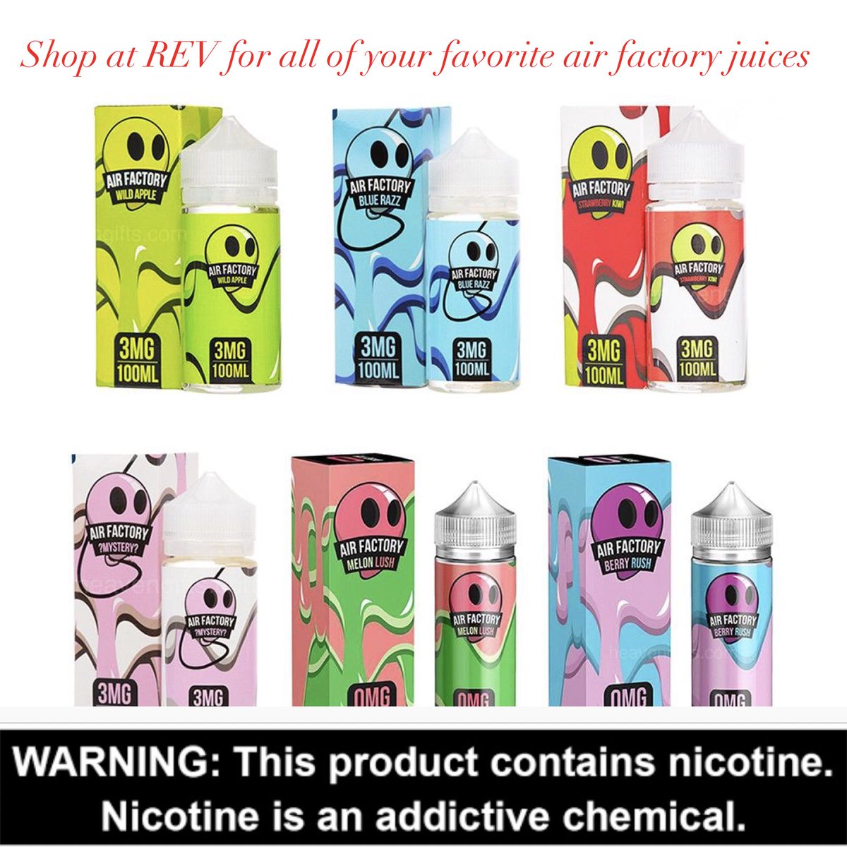 RevOfTupelo's tweet photo. Who doesnโt love a tasty juice ๐คท๐ผโโ๏ธ #revvapingcompany #airfactory #eliquid #vaping https://t.co/64qvaD4B6e