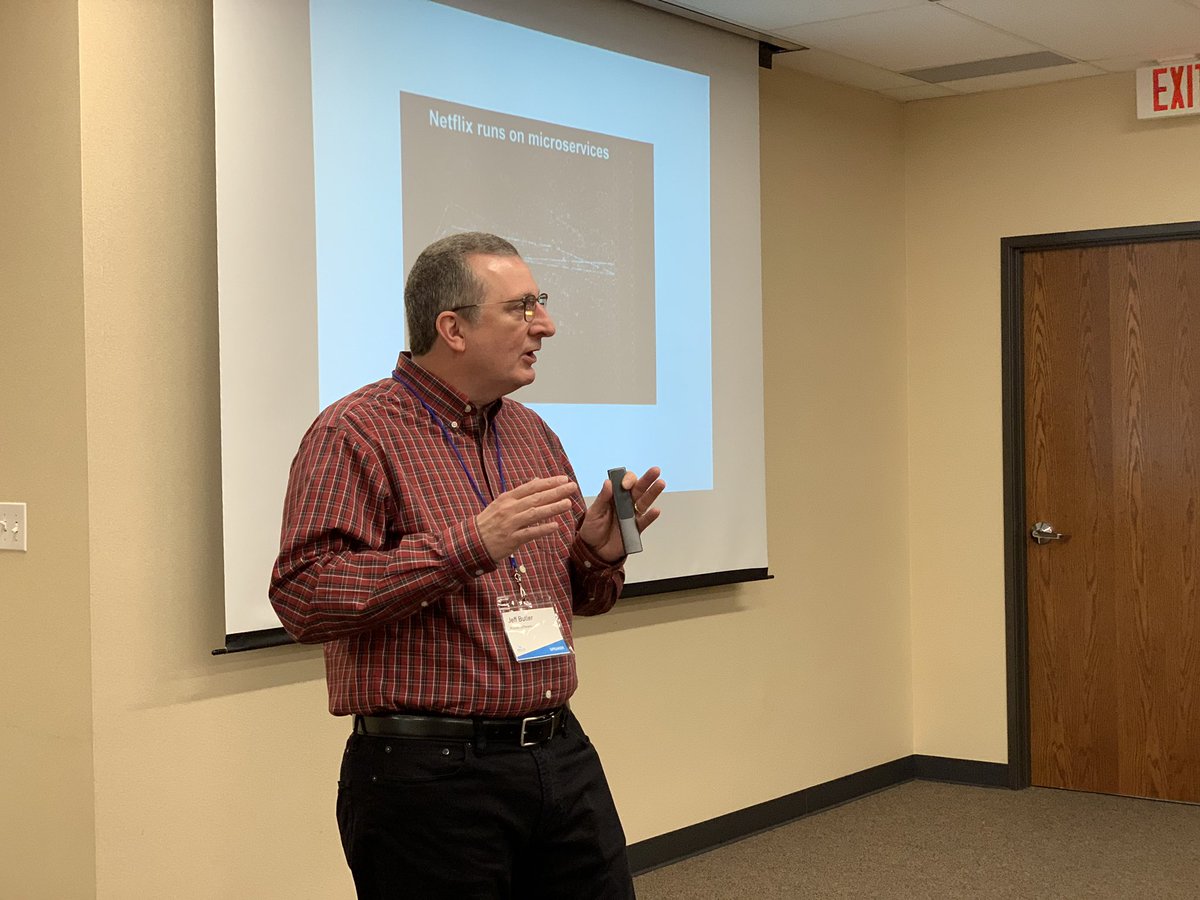 jamiem23aks's tweet photo. @rebelcorn talking Netflix and micro services #wiad2019 #wiadindy #DesignForDifference https://t.co/q9dGOzdg4z