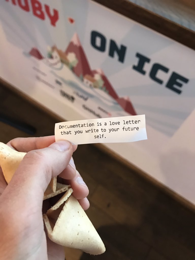 entropyftw's tweet photo. Fortune cookies at #rubyonice2019 teach sense https://t.co/hY4qzdJfvb
