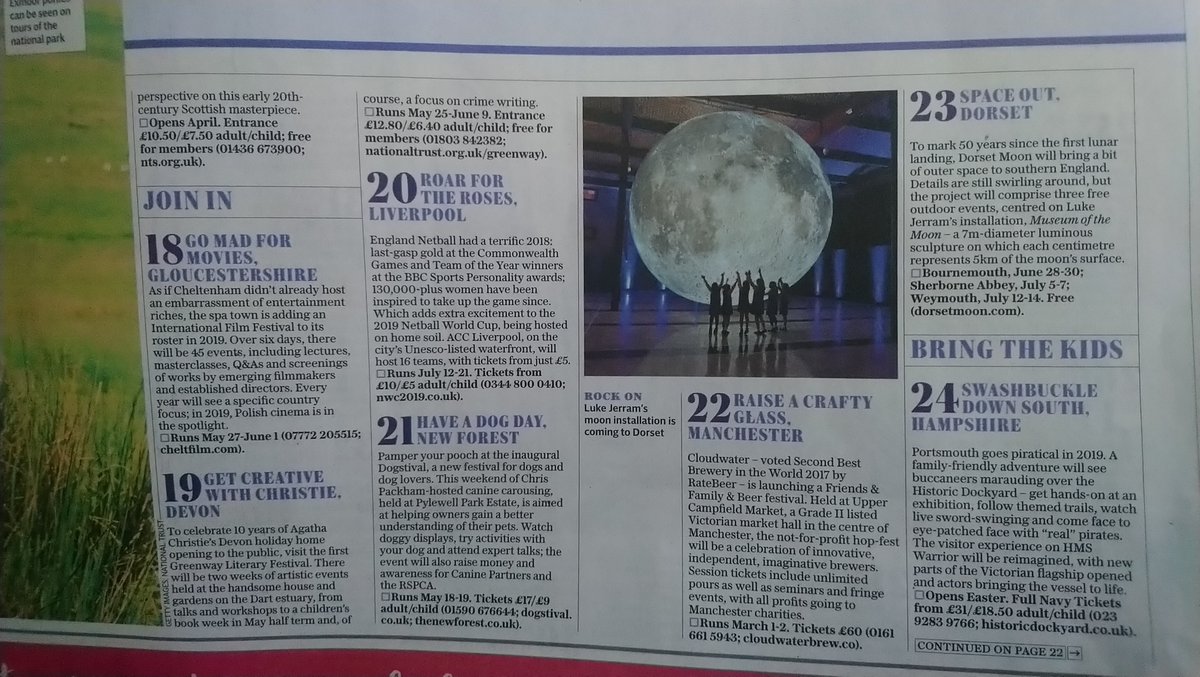 artsdevco's tweet photo. Dorset Moon makes no. 23 in the Top 50 British breaks for 2019 in @Telegraph travel today! Another great reason to @visitdorset this summer #Dorsetmoon #musemofthemoon https://t.co/03MYKe262P @activate_parts @bsidefest @artsbythesea @lukejerram https://t.co/HlSNxXir1z