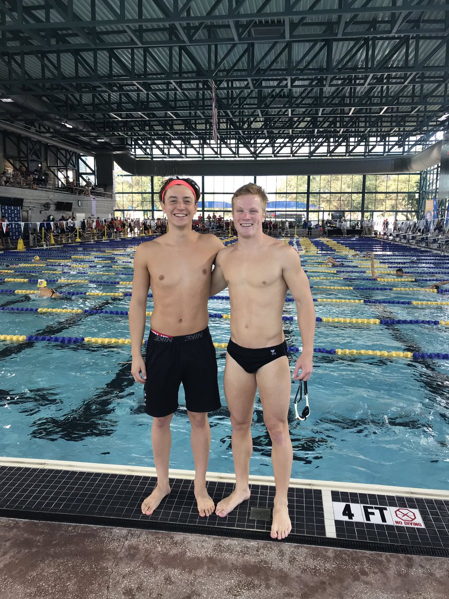 Sophomores Alex Norcini and Chase Benton lowered their own school records last night. Alex went a 3:55.34 in the 400 IM and Chase went a 49.81 in the 100 fly. Way to go gentlemen!!