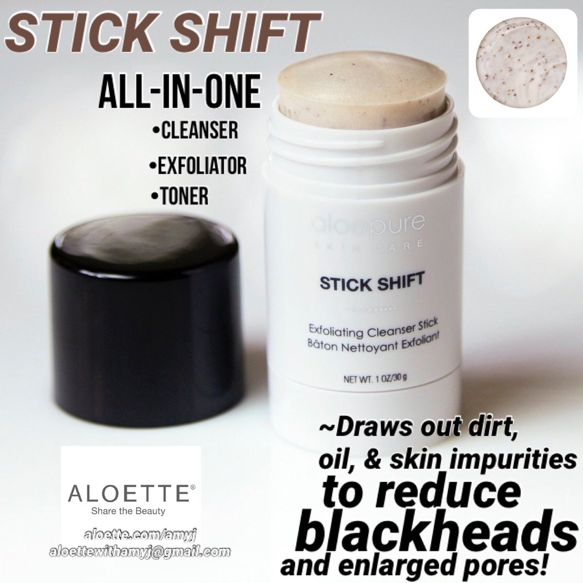 AloettewithAmy's tweet photo. #aloette 
#aloeveraskincare #aloeganic #aloevera #resultdrivenskincare #cleanser #toner #exfoliator #allinone #travelskincare #charcoalskincare #acnehelp #oilyskinhelp #moroccanlavaclay #lavaclay #blackheads #reducepores #mask #skincare #yourskin #yourskincare #skincareroutines https://t.co/SiHsOWkquY