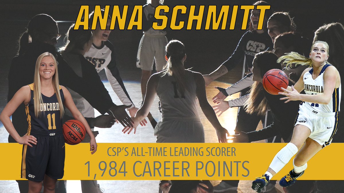 CSPBears's tweet photo. Congrats to Anna Schmitt (@a_schmitt11) on becoming CSP's all-time leading scorer with a pull-up jumper late in the first half against Upper Iowa! The senior guard now has compiled 1,984 career points! #BeGolden #WeAreCSP #NSICWBB https://t.co/FdmoGu577O