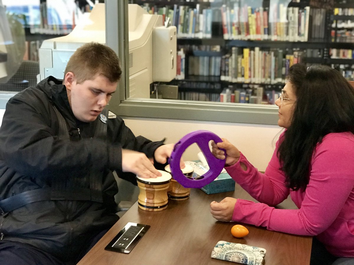 ChrAncSTEPS's tweet photo. Another successful music therapy Friday. The students really got down on the percussion instruments this time! @MikeAckerman204 @204STEPS_Eagles @MessengerLib #musictherapy https://t.co/KYW1eU5w4C