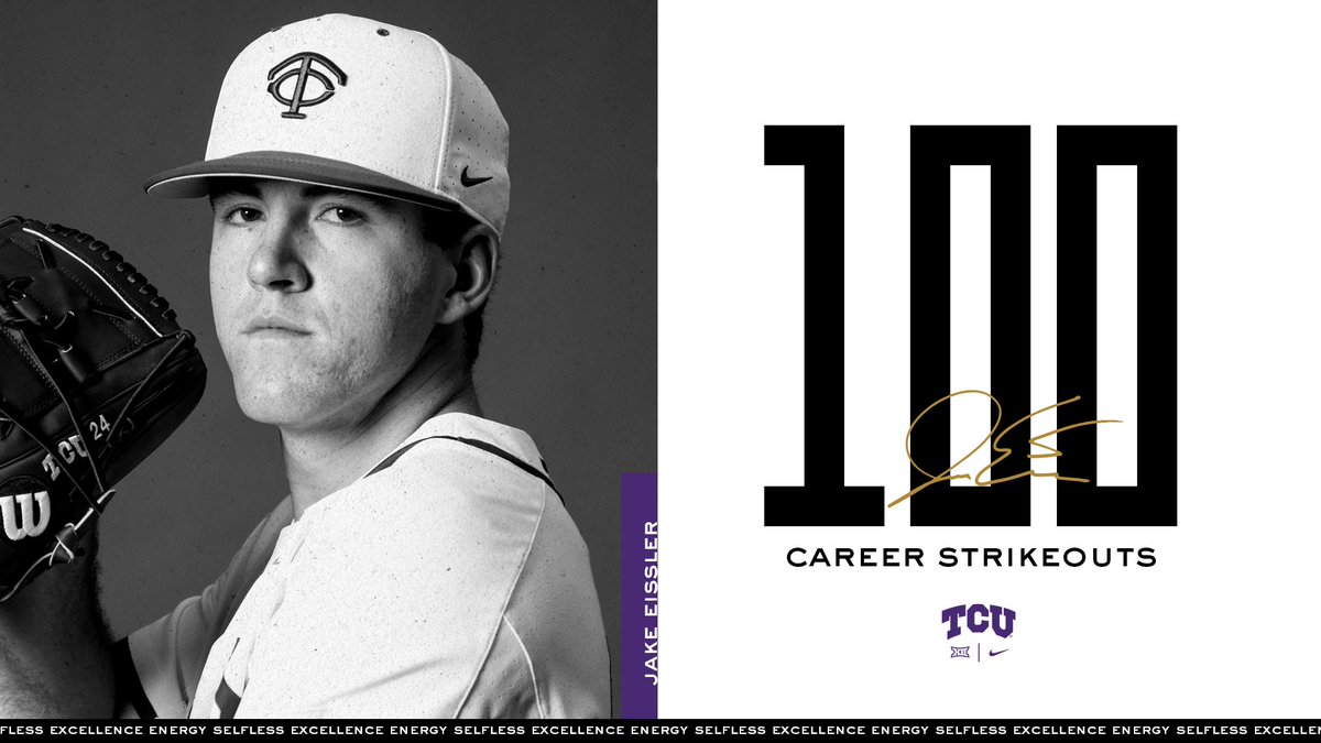 TCU_Baseball's tweet photo. Congrats to Jake Eissler who picks up his 100th career strikeout for out No. 2 in the 4th. #GoFrogs https://t.co/wm2Flxpy3e