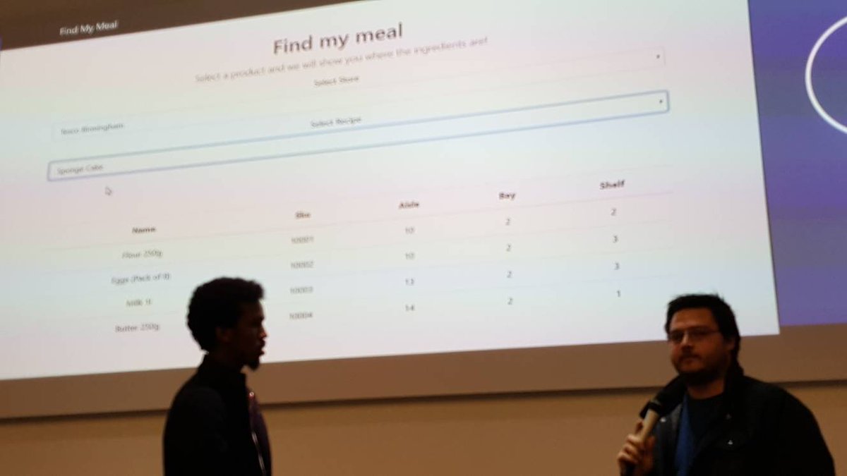 MakeItFlooid's tweet photo. Project 6: selecting a recipe and the app maps out where the items are in the store. #warwickHack great work by our grads. https://t.co/tcwgLkpZBk