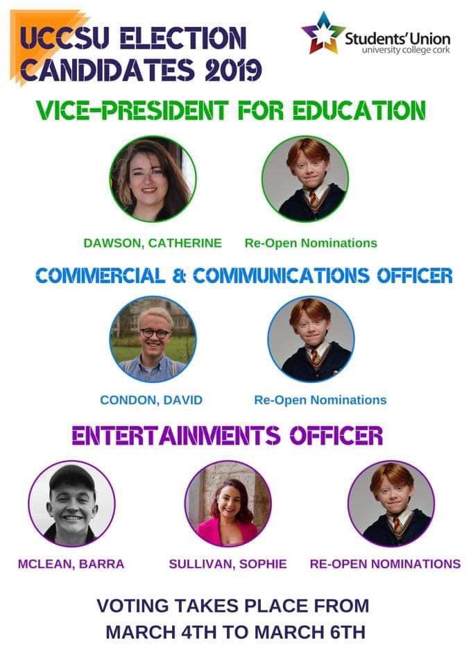 UCCSUEquality's tweet photo. Best of luck to all candidates! Reminder if anyone is interested in the role of equality officer or the equality working group officerships drop me an equality@uccsu.ie https://t.co/8y2HXbLyPa