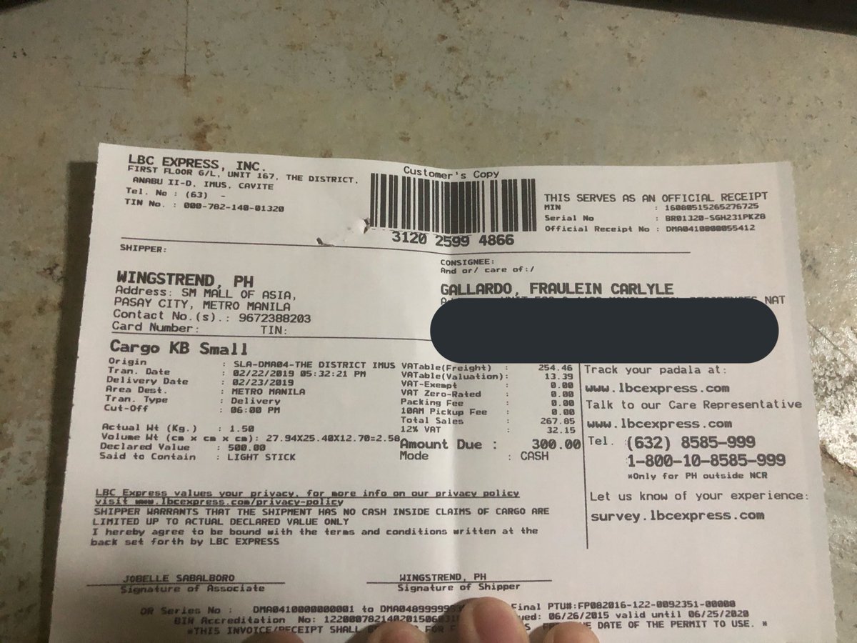 wtmp_official's tweet photo. Proof #0017
Buyer Name: Frauline Gallardo
Delivery Type: Dropship
Item/s Name: BTS OFFICIAL LIGHTSTICK “Army Bomb” VERSION 3
Quantity: 2 piece
Courier: LBC
Date: 02/22//19
#wtmp_proofs #btsarmy https://t.co/JOrfIlhmaw