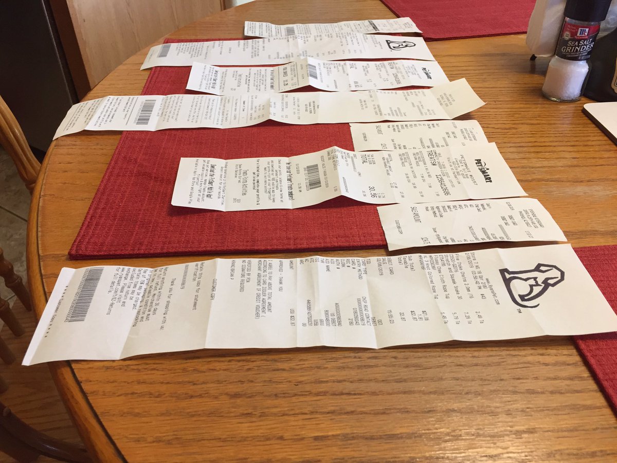 az_lisa's tweet photo. The Millie puppy spending must STOP. These receipts from the last two months do not even include the 💰spent at Walmart and Amazon! #BostonTerrier https://t.co/jNYoh2zDQx