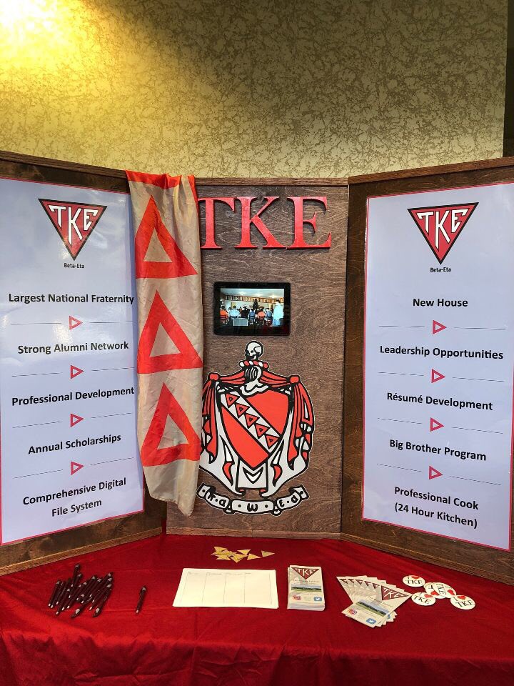 TKE_BH's tweet photo. Come check out our new rush booth on the second floor of Havener! https://t.co/RKrnUjl27S