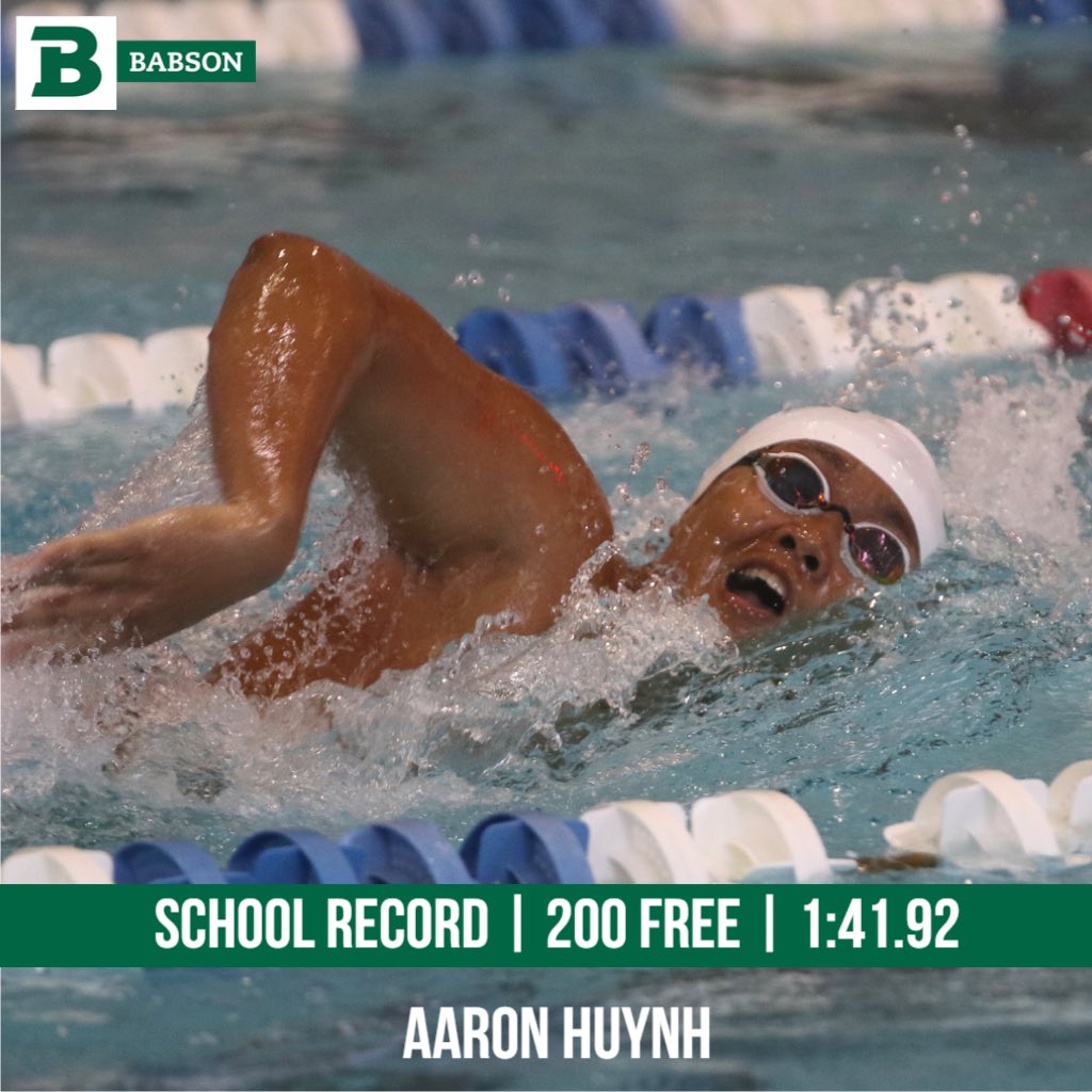 BabsonSwimDive's tweet photo. 🚨SCHOOL RECORD ALERT🚨
Durning the prelims session this morning, Aaron Huynh broke the school record in the 200 FR in a time of 1:41.92!
#BuildTheEngine #MakeWake https://t.co/Mqlrc8TUUb