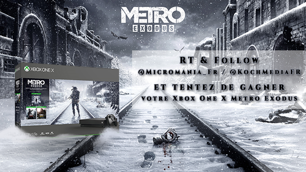 Micromania_Fr's tweet photo. Pour fêter la sortie de #MetroExodus on vous propose de remporter une Xbox One X avec Metro 2033, Metro: Last Light et Metro Exodus ! 

Pour participer RT + follow @Micromania_Fr et @KochMediaFR / TAS le 01/03/2019 https://t.co/fh8pIzNcZl