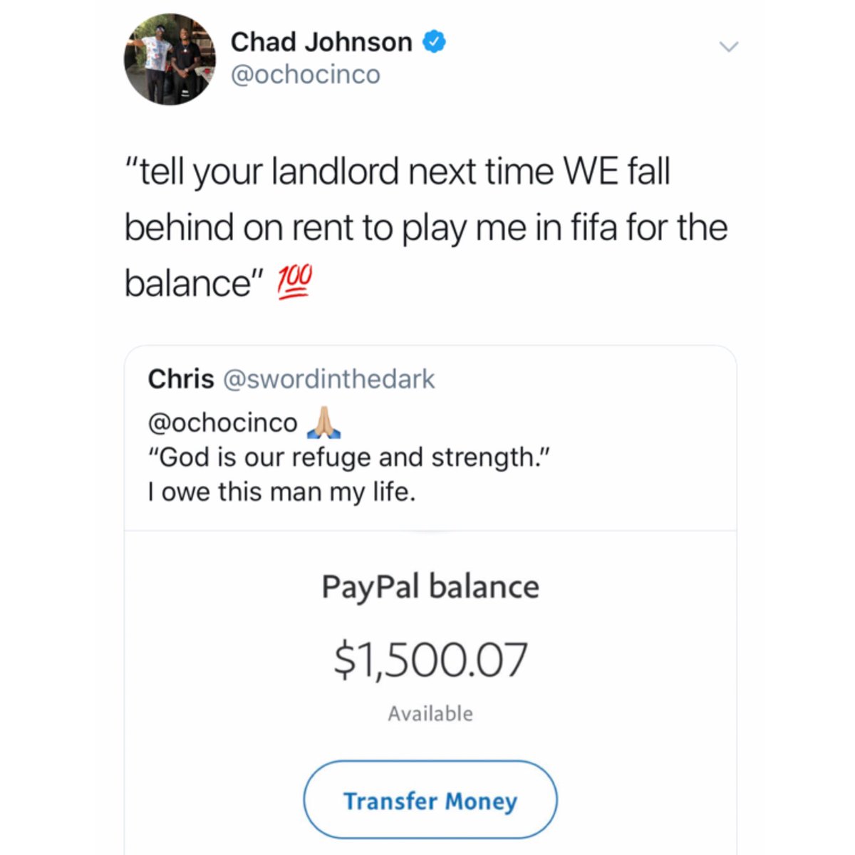 Chad Johnson a real one! 🙌🙏💯 @OchoCinco