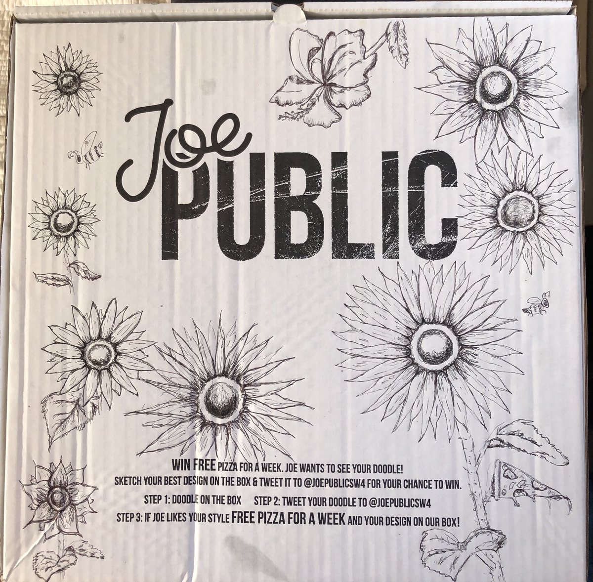 <a href="/JoepublicSW4/">Joe Public Pizza</a> spot the pizza! 🍕 think this is a really cool idea and enjoyed drawing this! #SaturdayThoughts #pizza #joepublic #sunflower