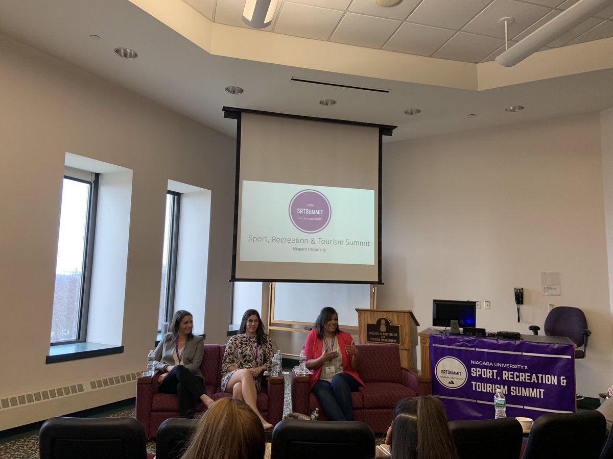 Our panelists with <a href="/NewEraCap/">New Era Cap</a> <a href="/MAACSports/">MAACSports</a> <a href="/PegulaSE/">Pegula Sports & Entertainment</a> are ready to go with our “Women in Sport” panel! #SRTSummit2019