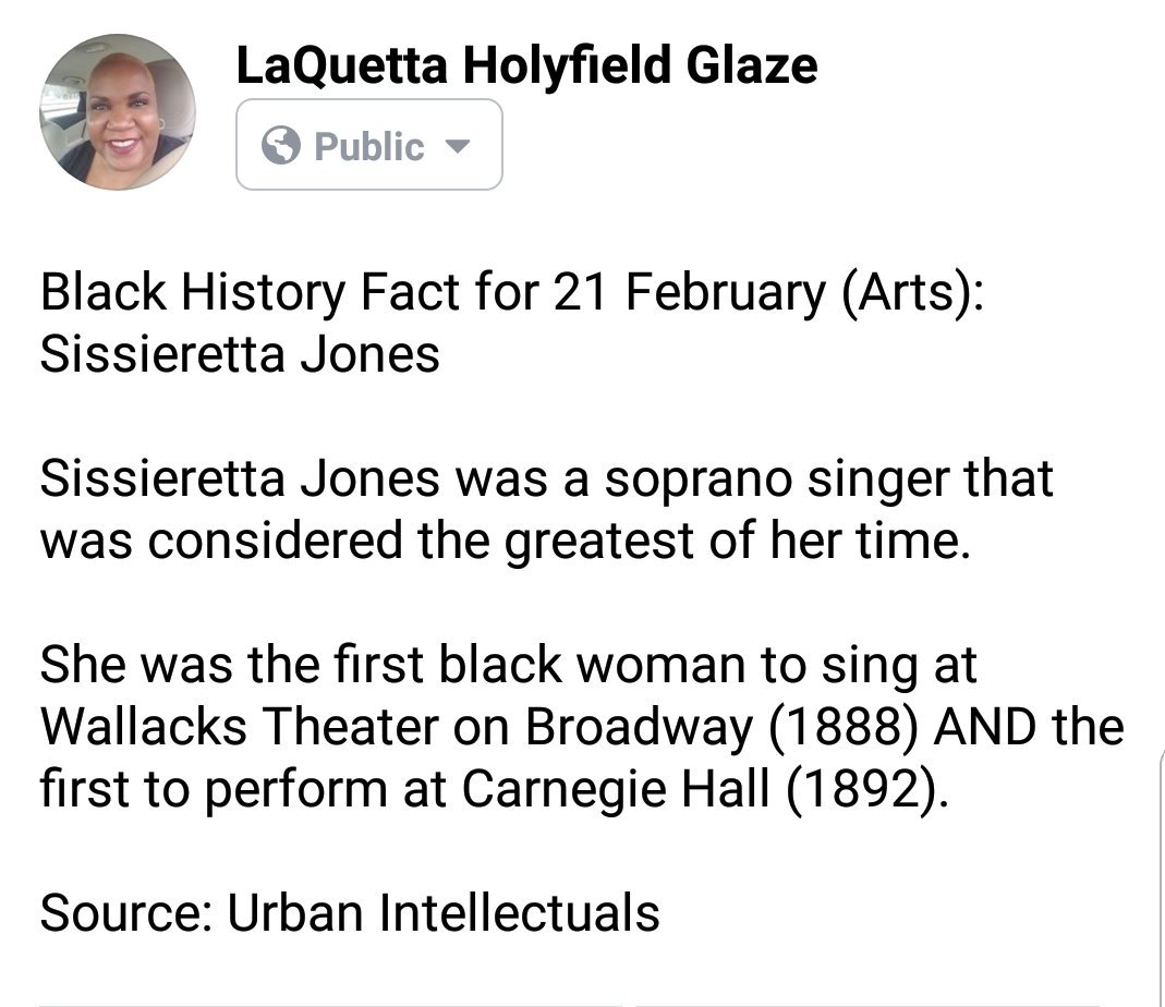 Black History Fact for 21 February (Arts): Sissieretta Jones