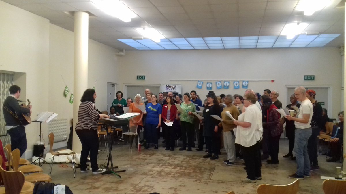 kwanjulia1's tweet photo. Wonderful day of song sharing with different choirs &amp;performing by #StreetwiseOpera Varmlandsvisan folk song arr. by @raymondyiu and @MindSoulChoir 
(Hold back the river and sailing) with 
@mixedupchorus led by Nicola and musicians.
Nice healthy lunch &amp;cakes 
#community #choirs https://t.co/V5oiGGZZN0