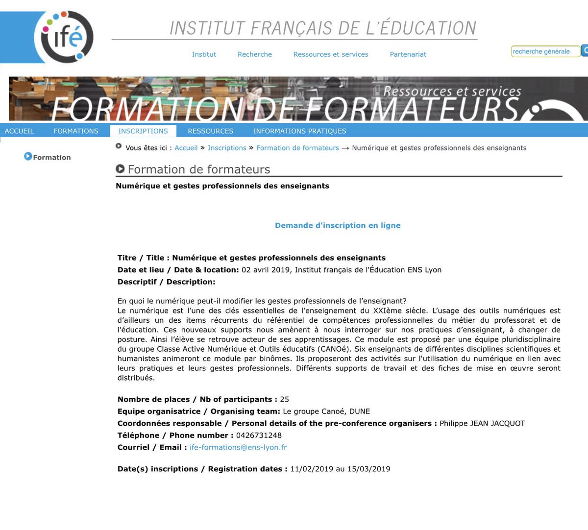 PhilRoederer's tweet photo. En quoi le #numérique peut-il modifier les gestes professionnels de l’enseignant ? 🔝 Formation de formateurs à ne pas manquer à @educIFE 
Inscription ➡️ https://t.co/x5xCGwOuTJ https://t.co/U804weCz3r