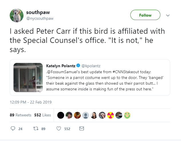 DylansFearFiles's tweet photo. @LastWeekTonight @iamjohnoliver 
This actually happened outside of the Special Counsel's office. Thought you'd get a kick out of it. https://t.co/CXvoZaH5CR