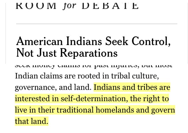 BreakingBrown's tweet photo. After Native Americans won a huge settlement from the U.S. government over misappropriation of their land, they made it clear that they were pivoting to self determination. I support it. Go for it. But Native Americans are not a part of the conversation on what #ADOS r owed. https://t.co/DzxaxLeqJn