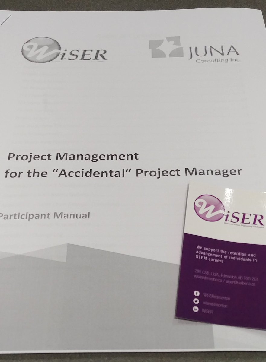 I am excited to be taking this #ProjectManagement course through @wiseredmonton and JUNA Consulting. I look forward to implementing the tools I'm learning to my research project 😁 #professionaldevelopment #research