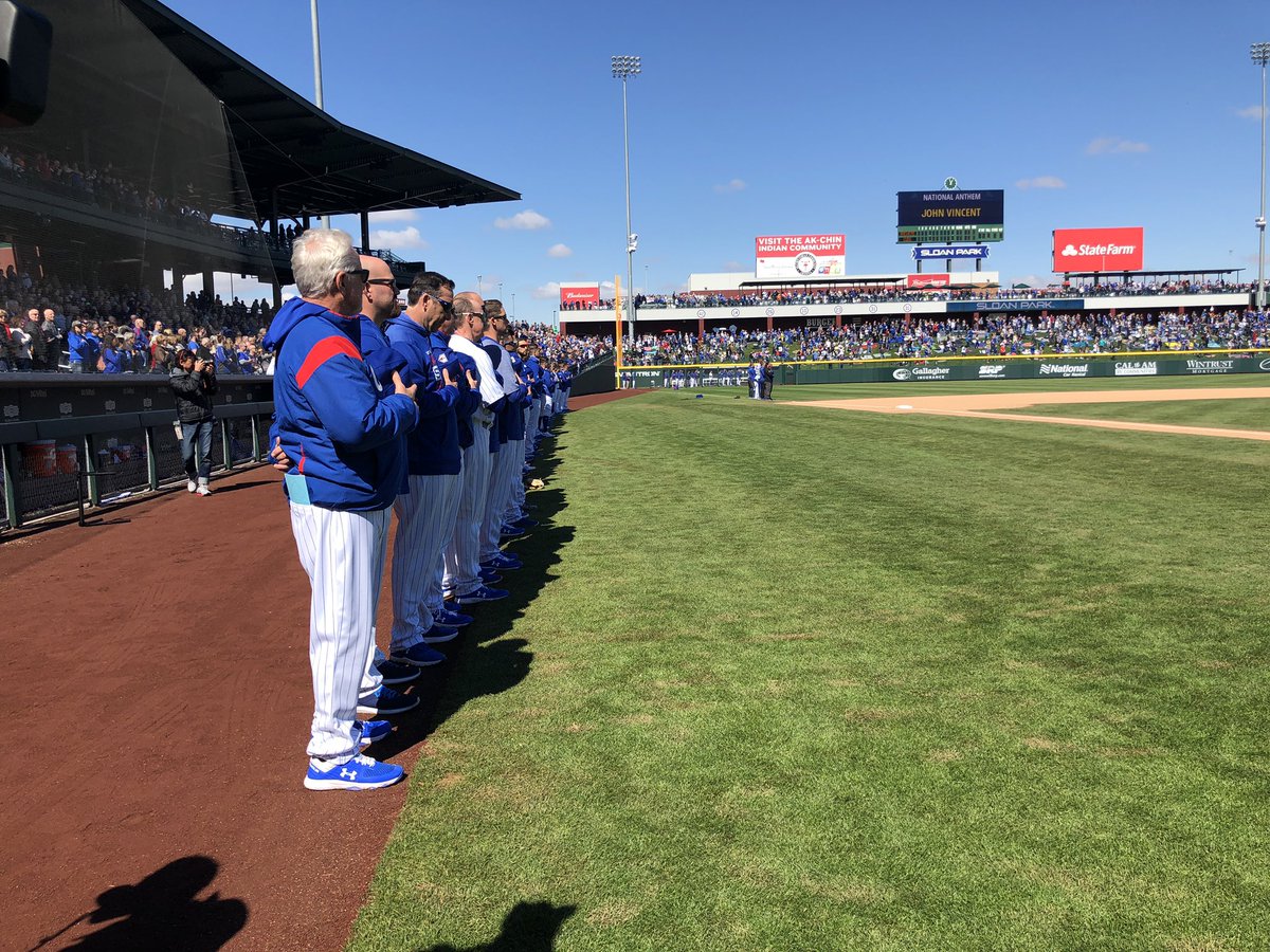 Cubs's tweet photo. #Cubs baseball is back!

Play ball! https://t.co/3At3iWywCo